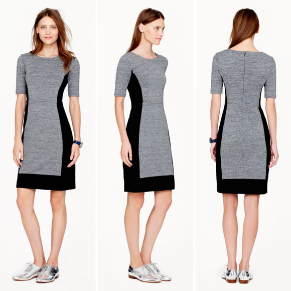 J.CREW Factory Colorblock Paneled Stretch Dress in Heather Gray & Black - Picture 1 of 7